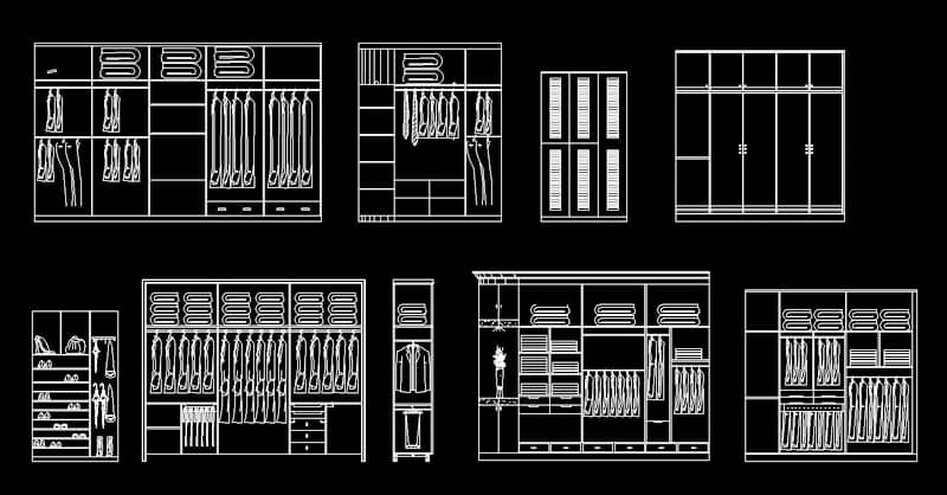 Bloques closet AutoCAD armarios dwg en alzado CAD Blocks​