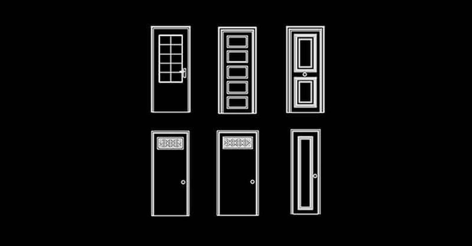 Puertas en AutoCAD en alzado 2d dwg CAD Blocks gratis​​