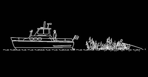 Bloque de barco, yate, lancha en AutoCAD en alzado 2D DWG