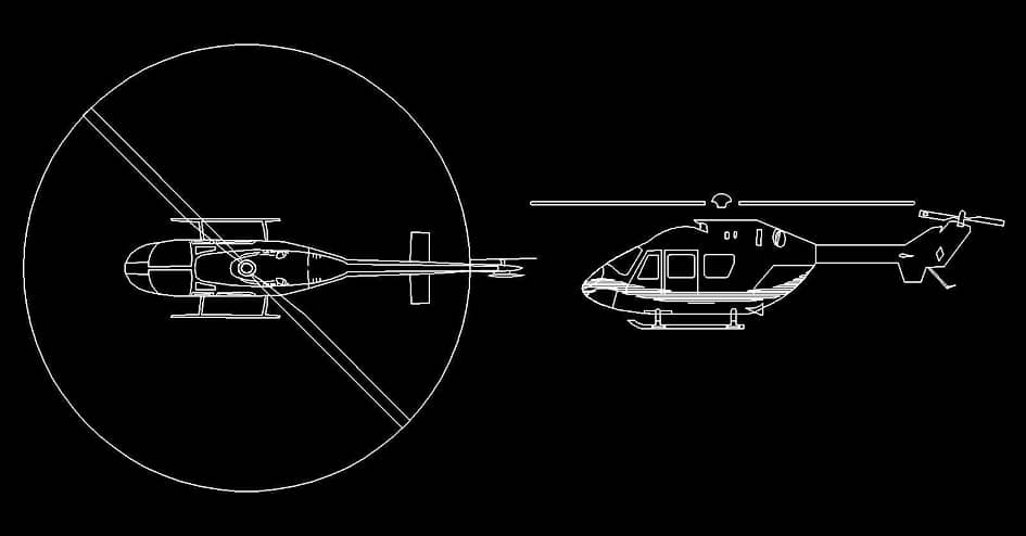 Helicóptero en AutoCAD dwg 2d gratis CAD blocks​